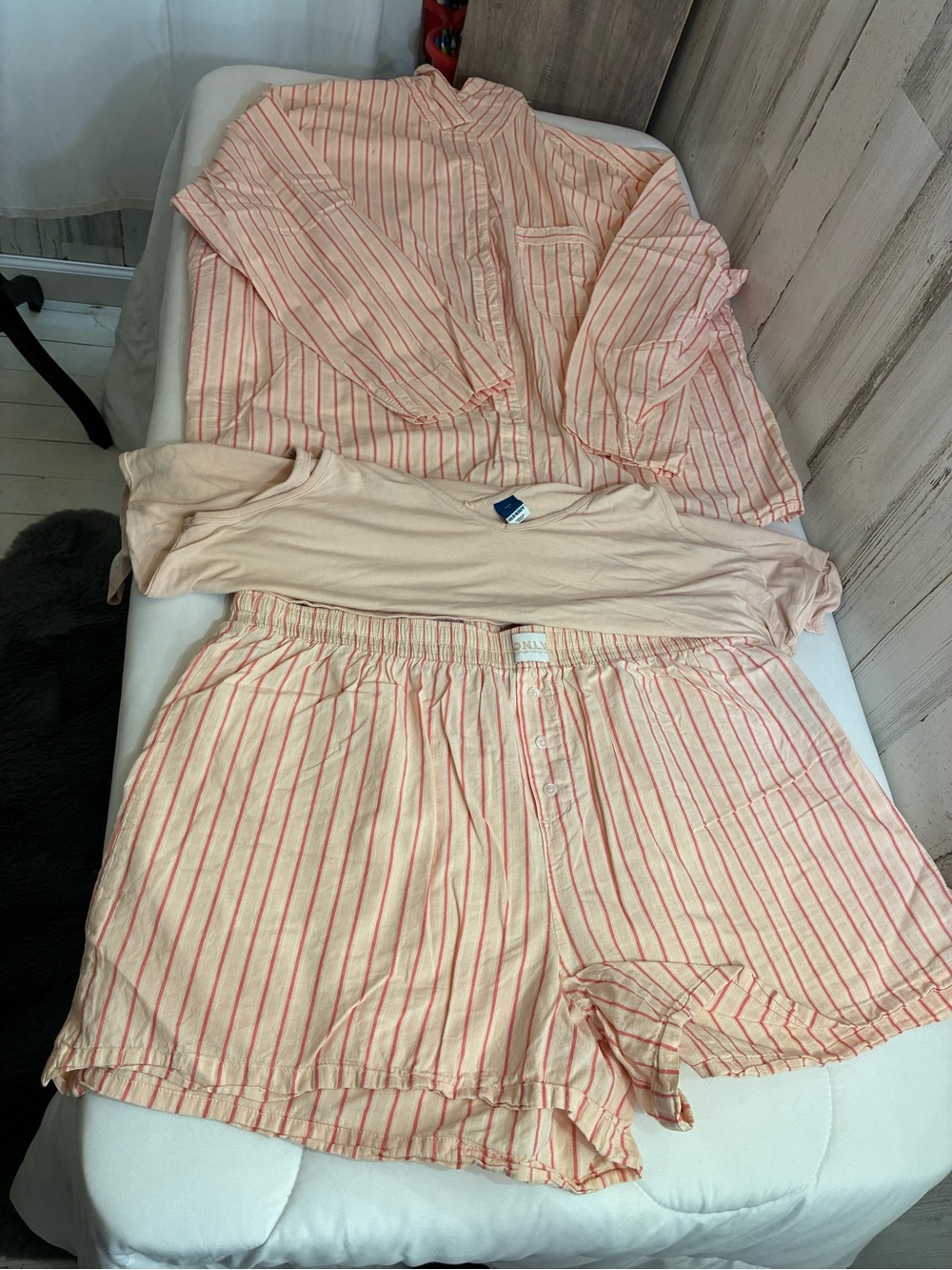 Old Navy Pink & Cream Striped Cotton Pajama Set